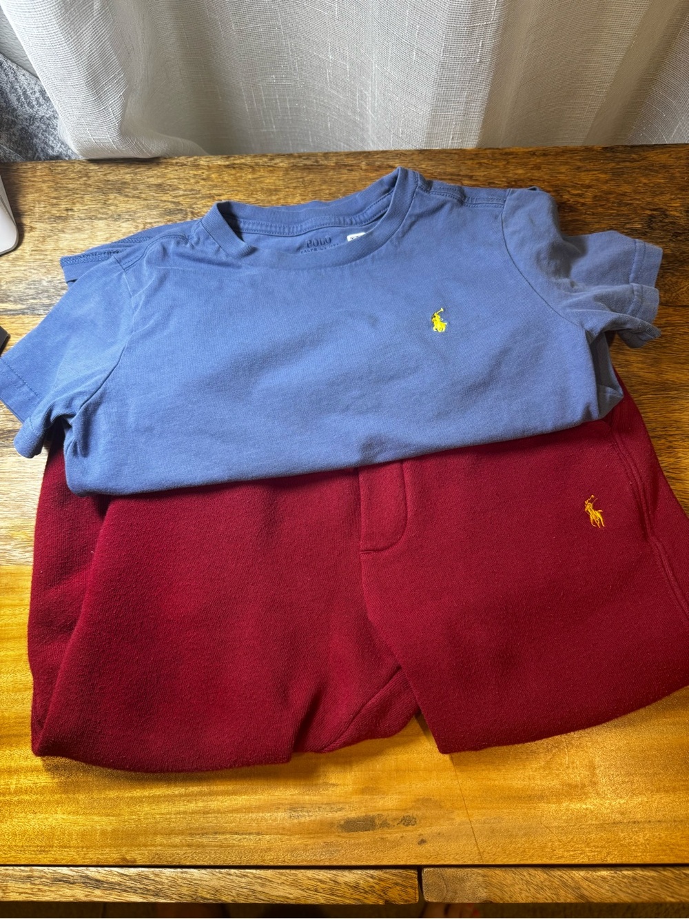 Ralph Lauren Blue Tee with Burgundy sweats